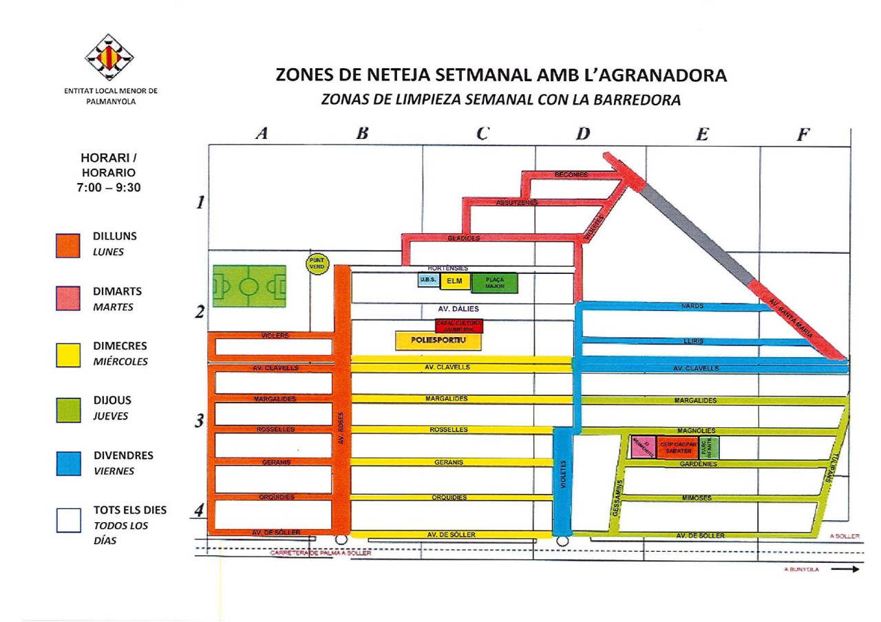Zones neteja setmanal agranadora